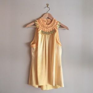 Elie Tahari embellished silk top M
